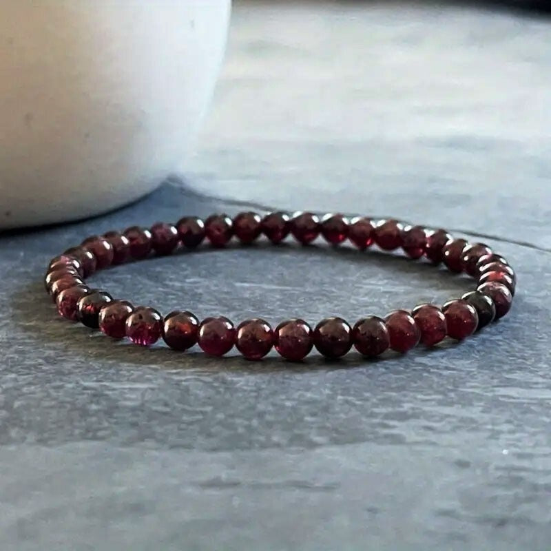 Premium Garnet 5mm Round Bead Healing Reiki Balance Women Stone Bracelet Gift