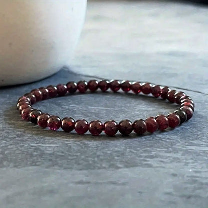 Premium Garnet 5mm Round Bead Healing Reiki Balance Women Stone Bracelet Gift