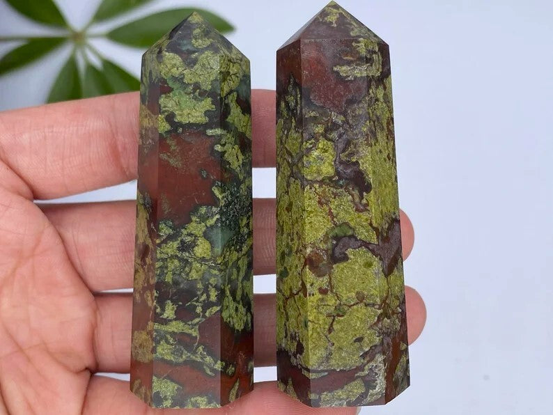Natural Dragon Bloodstone Jasper Healing Crystal Tower Generator Obelisk Gifts
