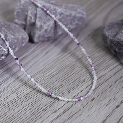 2MM Fluorite Beaded Choker Healing Dainty Women Bohemian Crystal Necklace Gifts