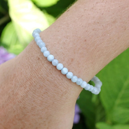 Aquamarine Blue Crystal 4mm Beads Healing Balance Stretch Women Bracelet Gifts
