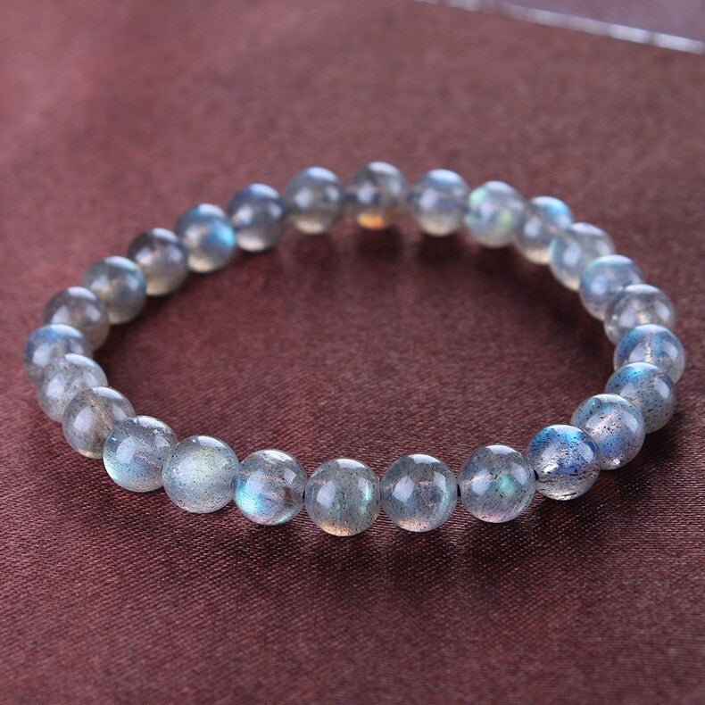 Labradorite 8MM Round Beads Handmade Healing Luck Women Stretch Bracelet Gift