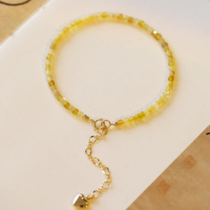 Natural Yellow Opal Gemstone Beads Healing Anxiety Relief Women Dainty Bracelet