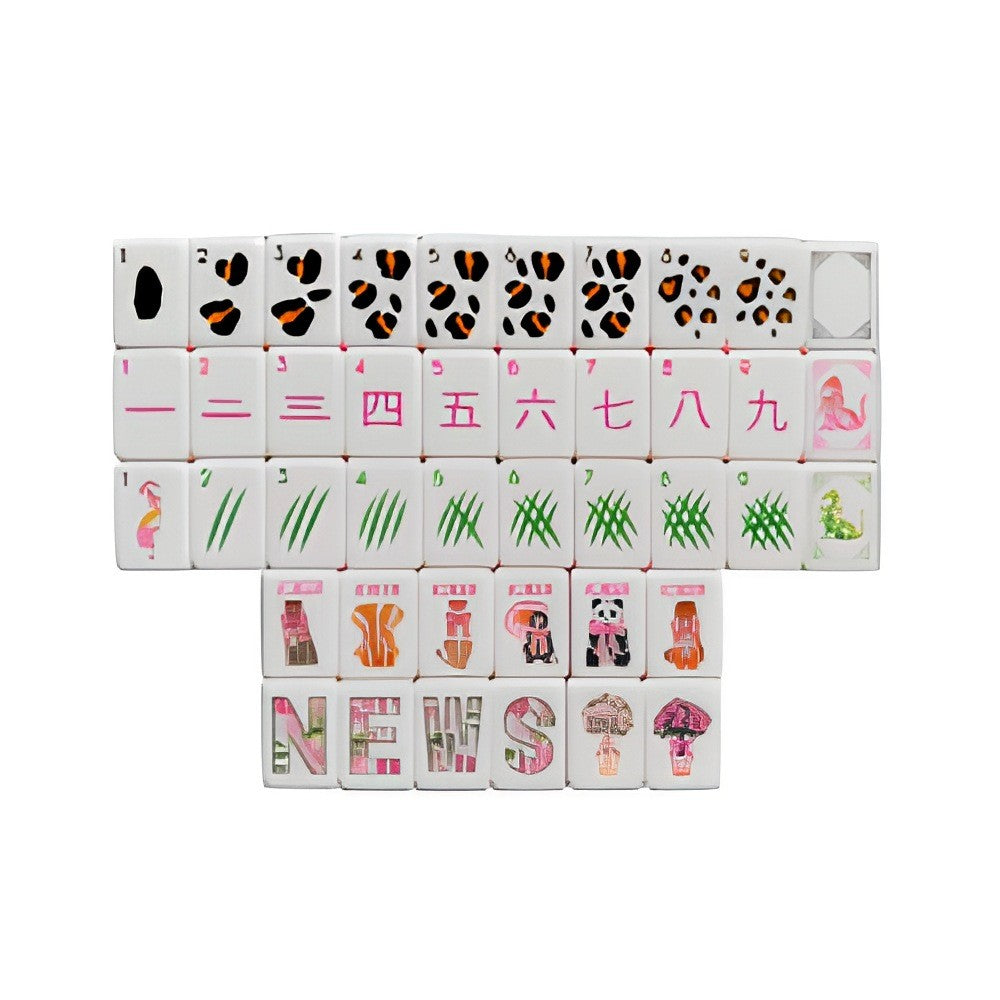 Engraved American Mahjong Tiles set 160 4 layered Wild One panda