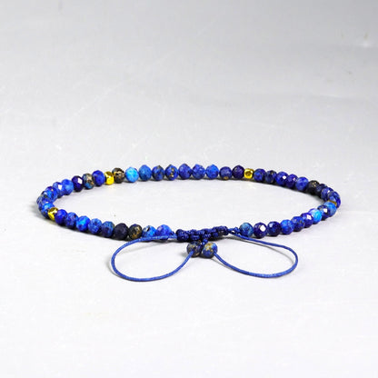 Real Lapis Lazuli Bracelet 3mm Faceted Beads Adjustable Healing Crystal Bracelet