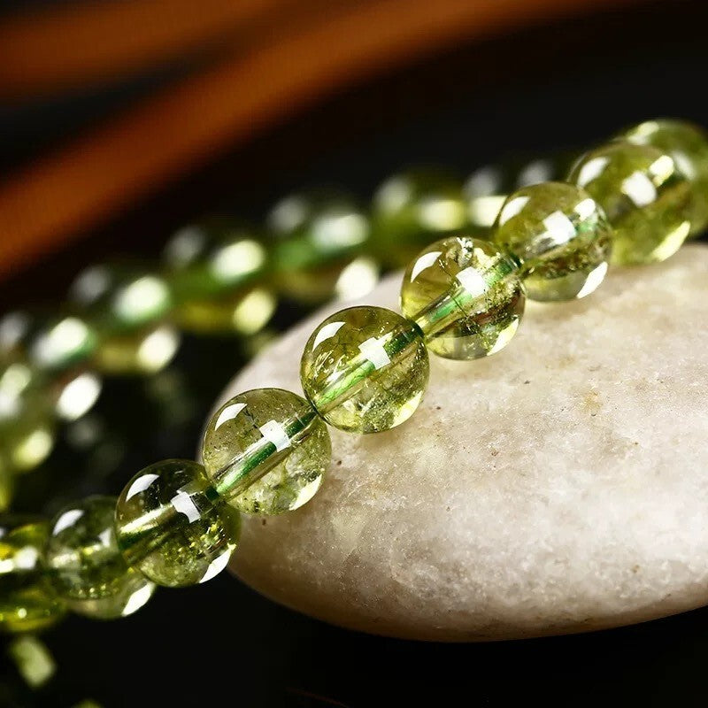Handmade Natural Peridot Balance Bracelet Round 8MM Beads Healing Reiki Gift