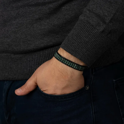 Aventurine Crystal Leather Men's Bracelet Bangle Magnetic Clasp Bracelet