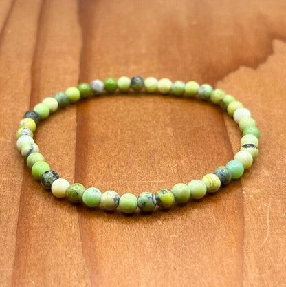 NEPHRITE JADE 4mm Gemstone Bead Healing Women Layering Stretch Lucky Bracelet