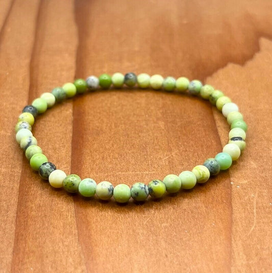 NEPHRITE JADE 4mm Gemstone Bead Healing Women Layering Stretch Lucky Bracelet