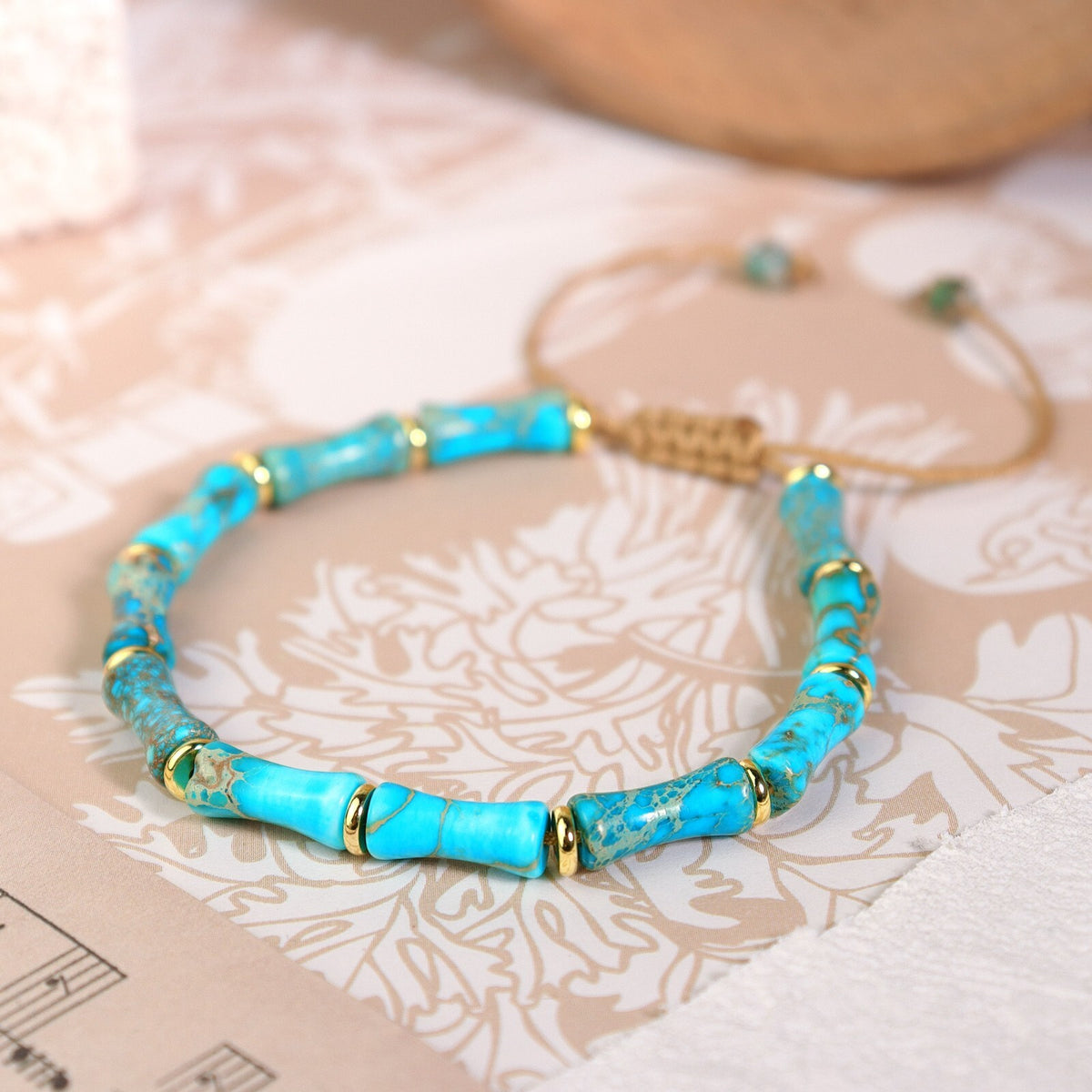 Handmade 4mm Turquoise Beads Tibetan Healing Reiki Dainty Women Girls Bracelet