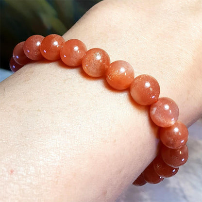 Orange Moonstone Natural Sunstone 7mm Beads Healing Balance Reiki Women Bracelet
