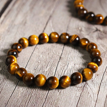 2Pcs Tiger Eye 8mm Beaded Crystal Gemstone Healing Stretch Women Men Bracelet