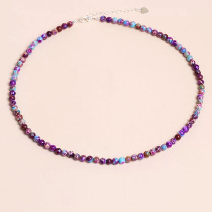 Boho Style Choker Galaxy Sea Sediment Jasper 3mm Beads Healing Reiki Necklace
