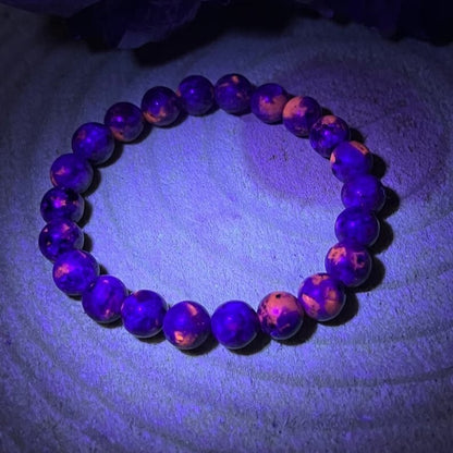 5pcs Yooperlite 8mm Beads UV Reactive Fluorescent Glowing Healing Bracelets SET