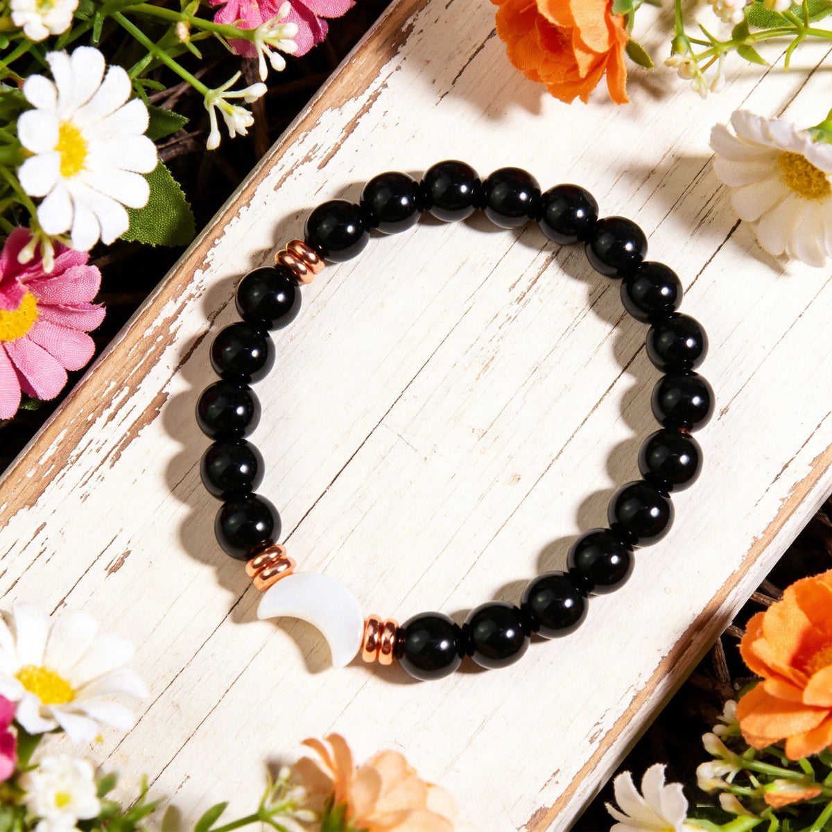 Moon Phase Lunar Energy Black Tourmaline Healing Energy Attracts Pearl Bracelet