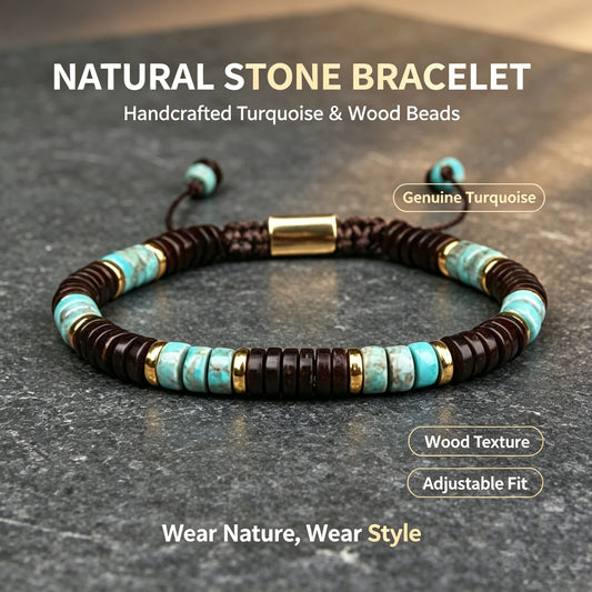 Coconut Shell Turquoise Beaded Healing Inner Peace Women Men Boho Bracelet Gift