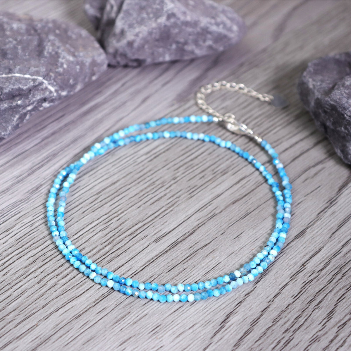 Larimar Tiny 2mm Beaded Choker Healing Dainty Women Boho Crystal Necklace Gifts