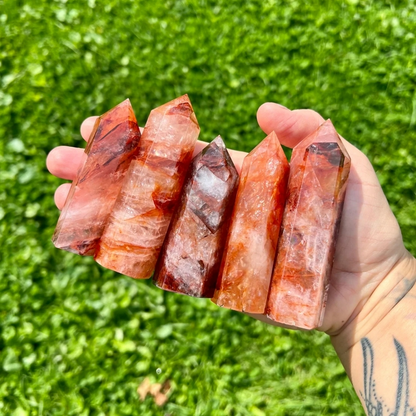 Wholesale Lot 1 Lb Natural Hematoid Fire Obelisk Quartz Tower Point Crystal Gift