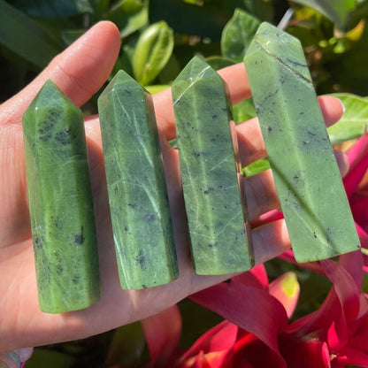 Nephrite Jade Healing Crystal Point Wands Obelisk Chakra Tower Collection 1pc