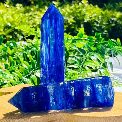 Blue Smelt Quartz Healing Crystal Tower Point Wand Witchy Obelisk Decor Gifts