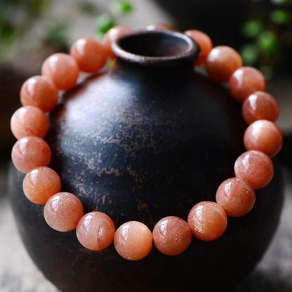Orange Moonstone Natural Sunstone 7mm Beads Healing Balance Reiki Women Bracelet
