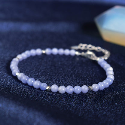 Natural Crystal Blue Lace Agate Delicate Beads Healing Bracelet Gift for Women
