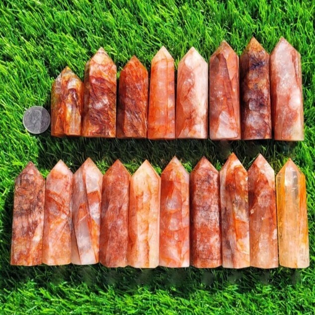 Wholesale Lot 1 Lb Natural Hematoid Fire Obelisk Quartz Tower Point Crystal Gift