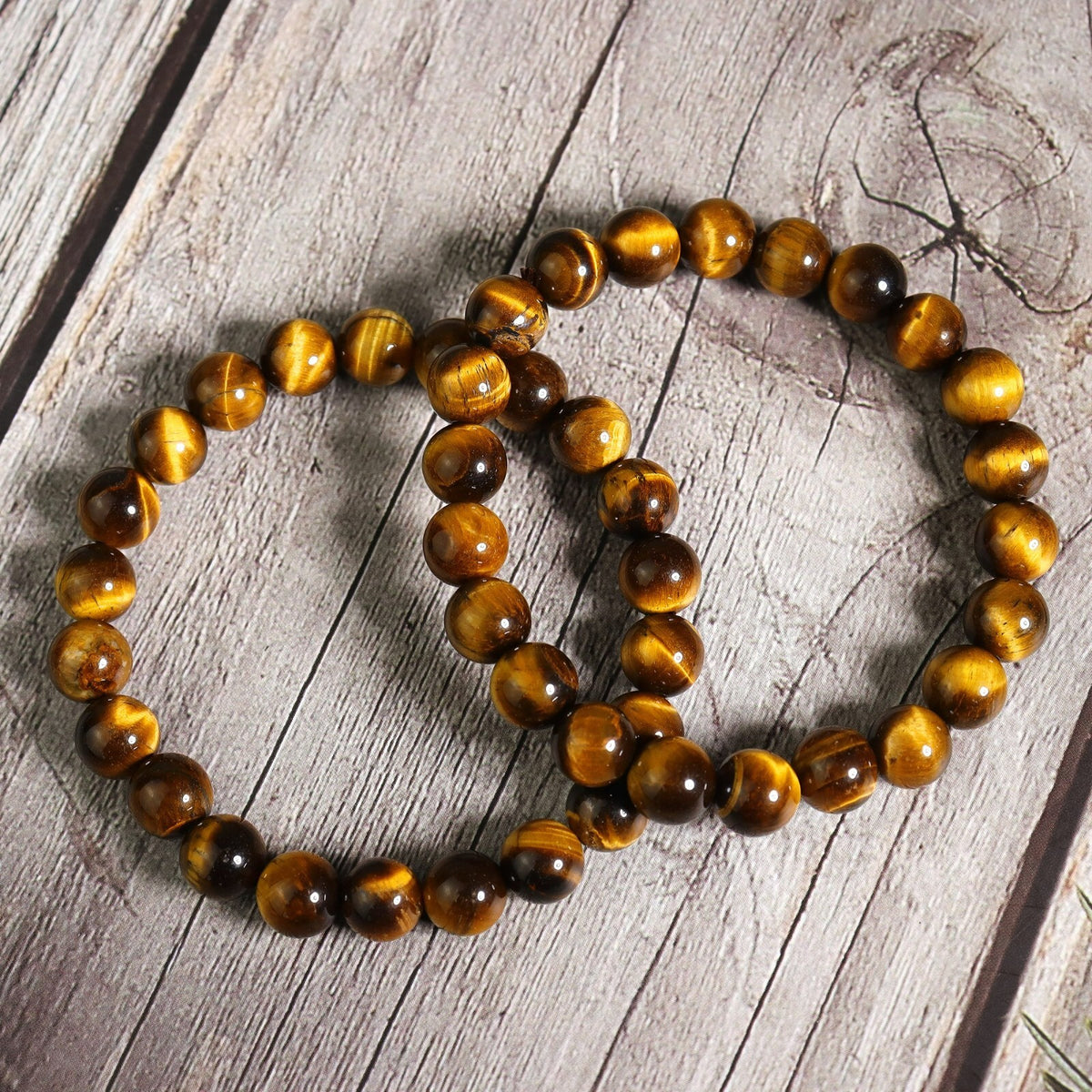 2Pcs Tiger Eye 8mm Beaded Crystal Gemstone Healing Stretch Women Men Bracelet