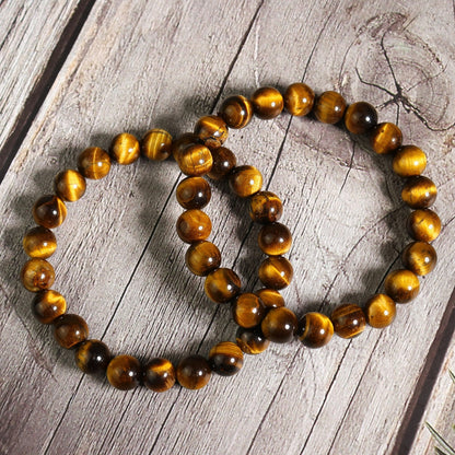 2Pcs Tiger Eye 8mm Beaded Crystal Gemstone Healing Stretch Women Men Bracelet