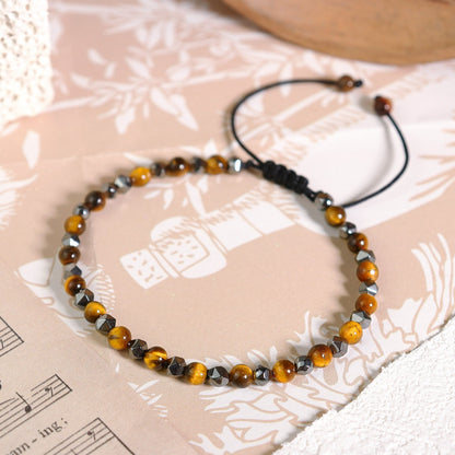 Hematite Tiger's Eye Beads Healing Triple Protection Strength Women Men Bracelet