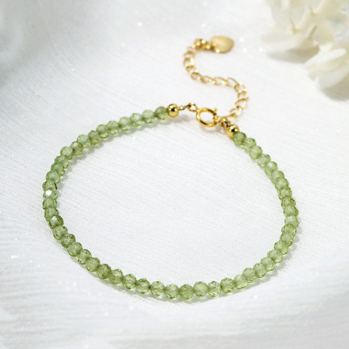 Natural Peridot Gemstone Bead Healing Reiki Minimalist Spiritual Women Bracelet