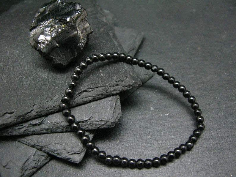 Shungite bracelet 4 mm beads gemstone bracelet Healing EMF Protection Bracelet