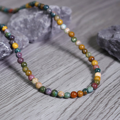 Ocean Jasper 4mm Beaded Choker Healing Dainty Women Boho Style Crystal Necklace