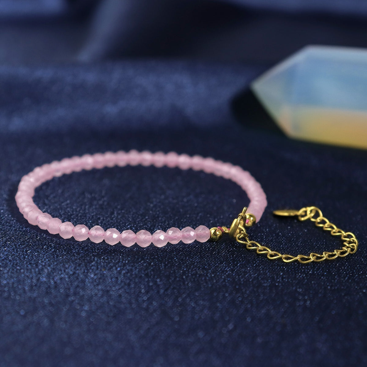 Rose Quartz Beads Gemstone Healing Protection Anxiety Relief Women Bracelet Gift