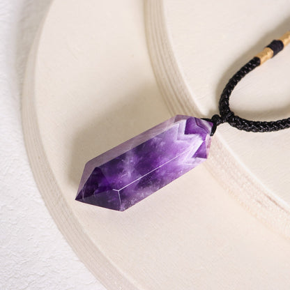 Amethyst Crystal Hexagonal Point Pendant Healing Chakra Women Men Necklace Gifts