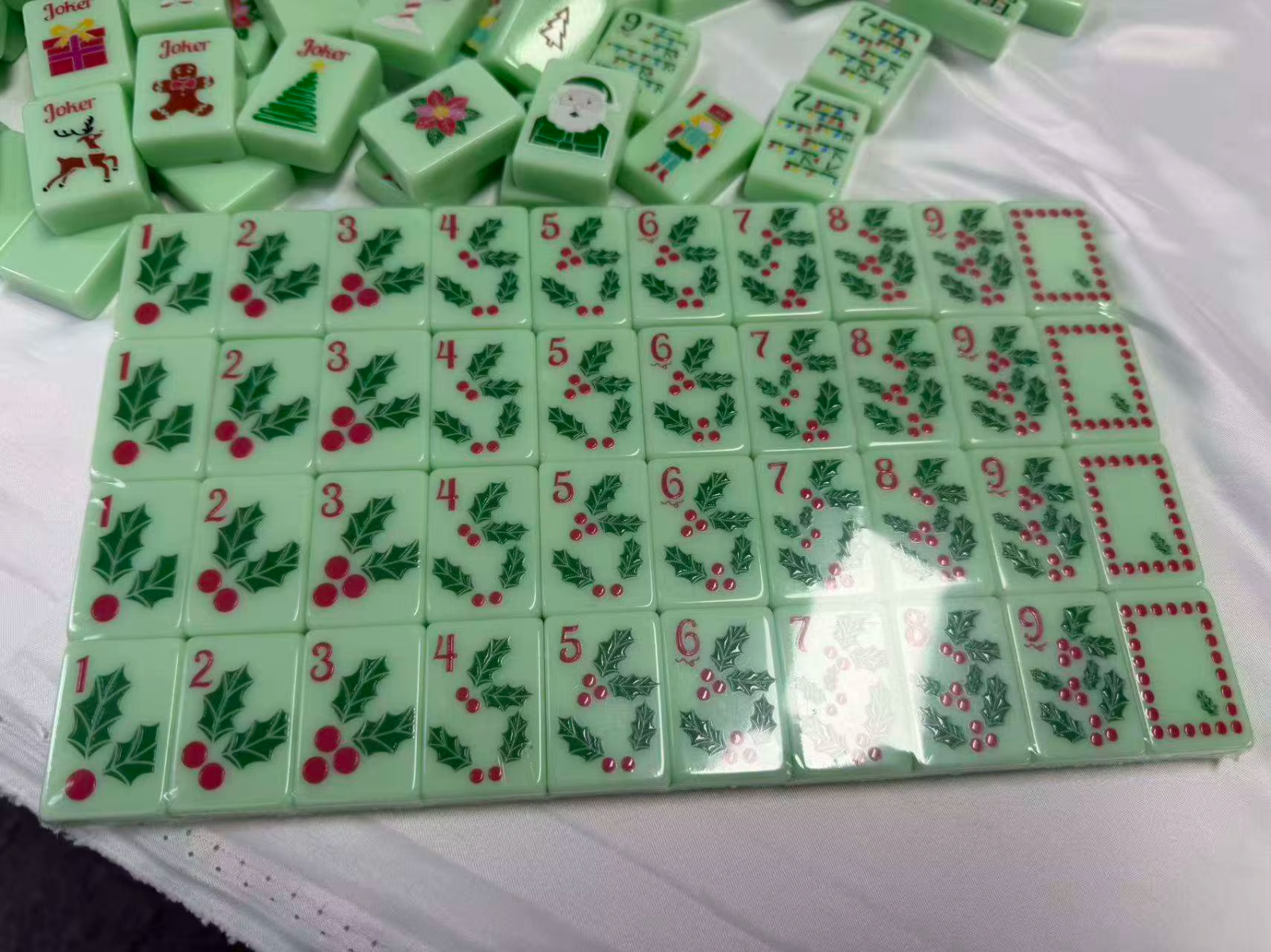 Premium American Mahjong Set 160pcs - Christmas Mint