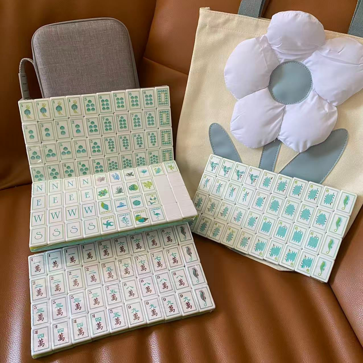 Engraved American Mahjong Tiles  set ,160 Aqua Pearl Coast tiles watch video