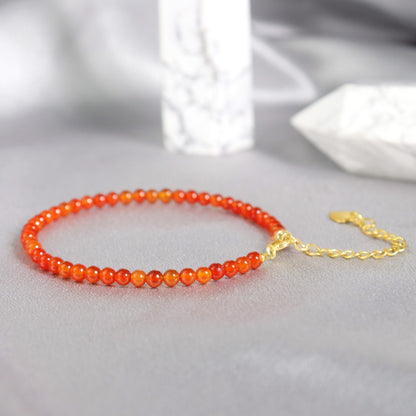 Carnelian 3mm Beaded Healing Minimalist Dainty Women Courage Confident Bracelet