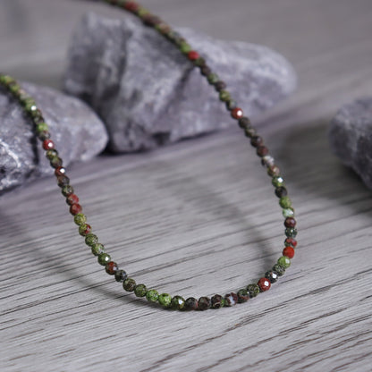 Dragon Bloodstone Tiny 2mm Beaded Choker Healing Dainty Women Crystal Necklace