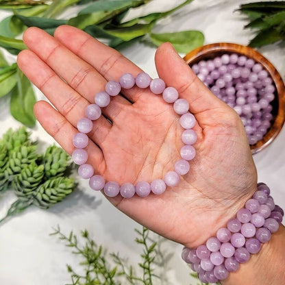 Genuine Kunzite Crystal Balance Round 8MM Bead Healing Protection Bracelet Gifts