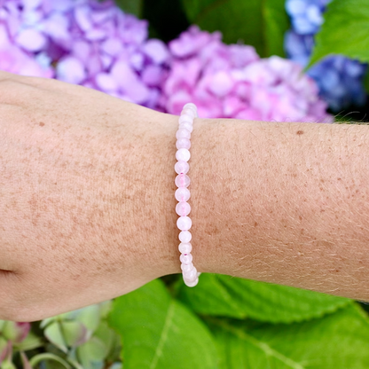 Natural Rose Quartz Dainty Stretch Women Bracelet Round 4MM Bead Healing Reiki