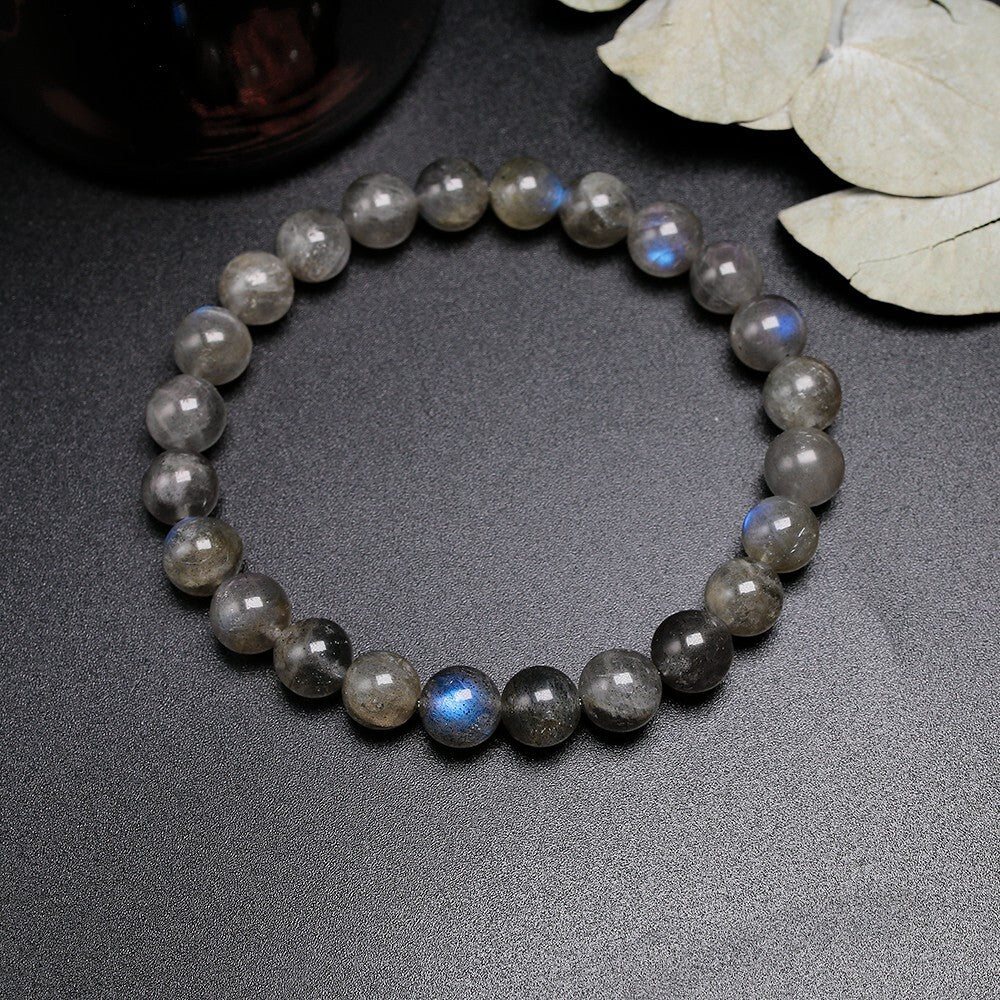 Labradorite 8MM Round Beads Handmade Healing Luck Women Stretch Bracelet Gift