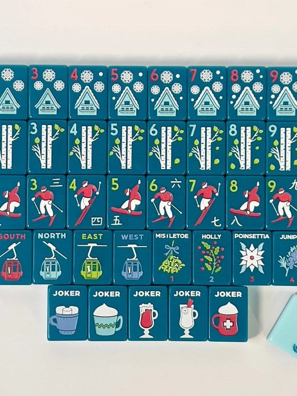 New Luxury Winter Skiing American Mahjong 160 Tiles Set + Free Storage Bag Gift