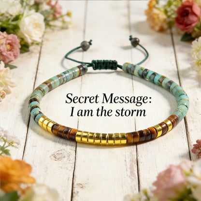 Morse Code Healing African Turquoise Bracelet for Women Men Hidden Message