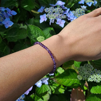 Amethyst 4mm Beads Healing Tranquility Stress Relief Stone Stretch Bracelet Gift