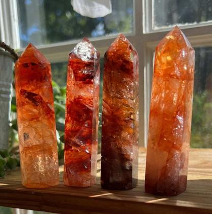 Wholesale Lot 1 Lb Natural Hematoid Fire Obelisk Quartz Tower Point Crystal Gift