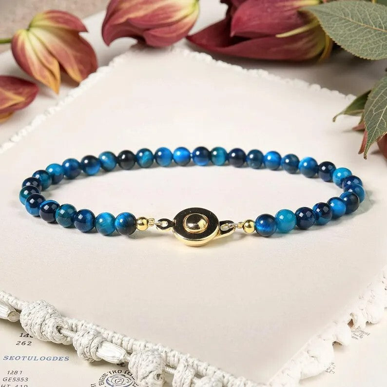 Blur Tiger Eye 4mm Tiny Beads Crystal Bracelet for Women Healing Anxiety Relief