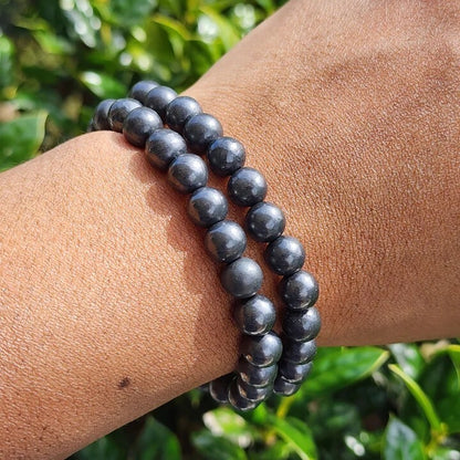 Natural Shungite 6mm Beads Healing Women Men EMF Protection Bracelet Gift