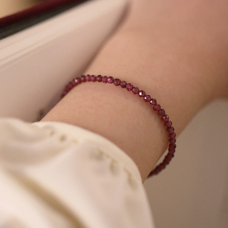 Natural Red Garnet Beads Healing Emotional Balance Women Dainty Crystal Bracelet