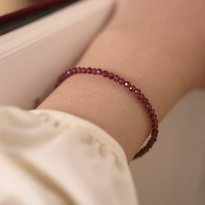 Natural Red Garnet Beads Healing Emotional Balance Women Dainty Crystal Bracelet